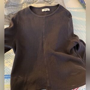 Madewell Waffle Knit Long Sleeve Top - 
Black 
XL